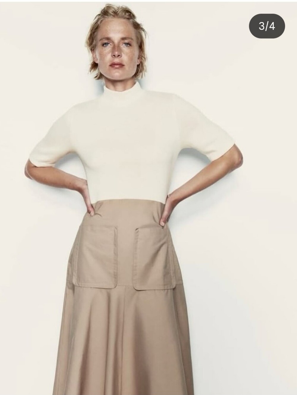 #16. Zara Knit Contrast Poplin Midi Dress - Picture 3 of 8